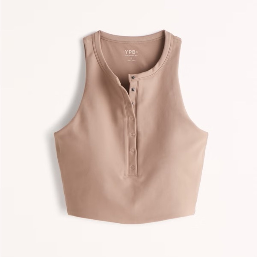 Abercrombie YPB sculptLUX Plunge Henley Slim Tank Brown